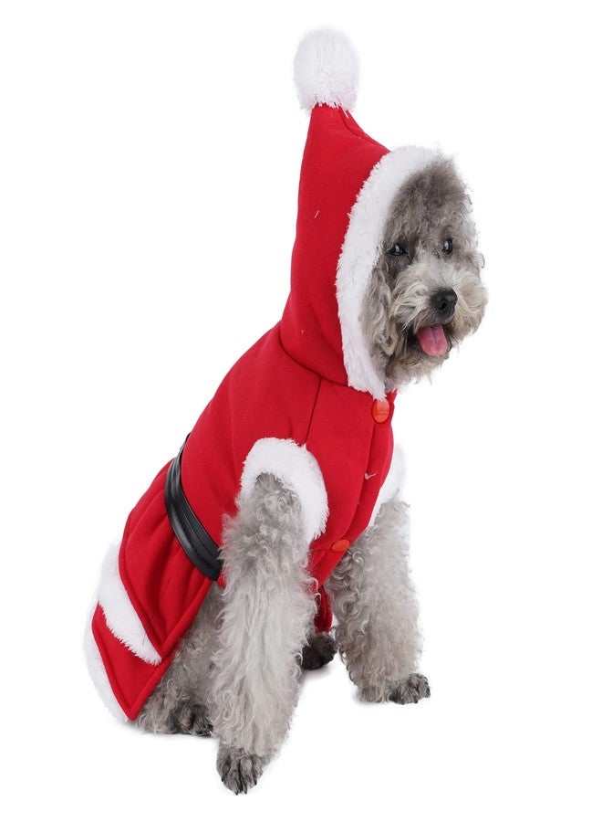 Mogoko Dog Cat Christmas Costume Santa Claus Cosplay Dress, Puppy Pet Fleece Outfits Warm Clothes for Winter Xmas (S Size) - Image 3